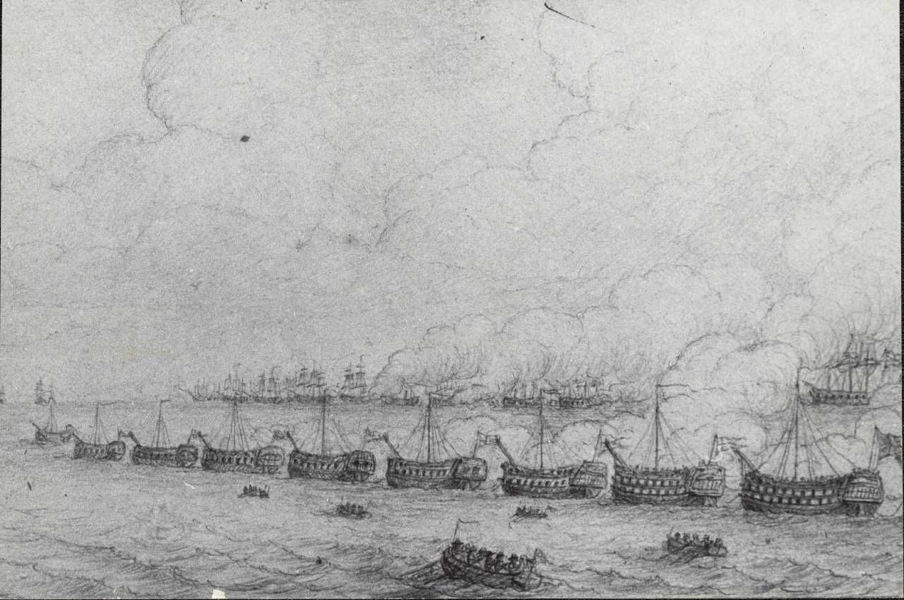 Foto tegning af Slaget på Reden, 1801 - Nationalmuseets Samlinger Online